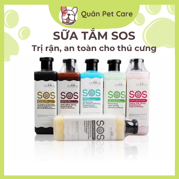 Sữa tắm cho chó mèo SOS chai 530ml làm sạch lông, Sữa tắm SOS cao cấp dành cho chó mèo Quân Pet Care