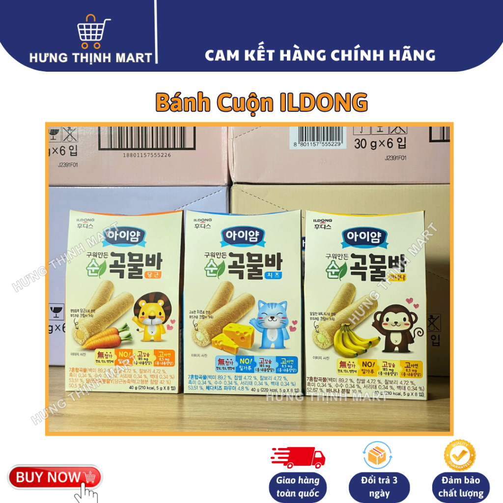 Bánh Cuộn Ngũ Cốc Hữu Cơ Ildong Hàn Quốc Gói 50g Bổ Sung Canxi, Không Chất Bảo Quản