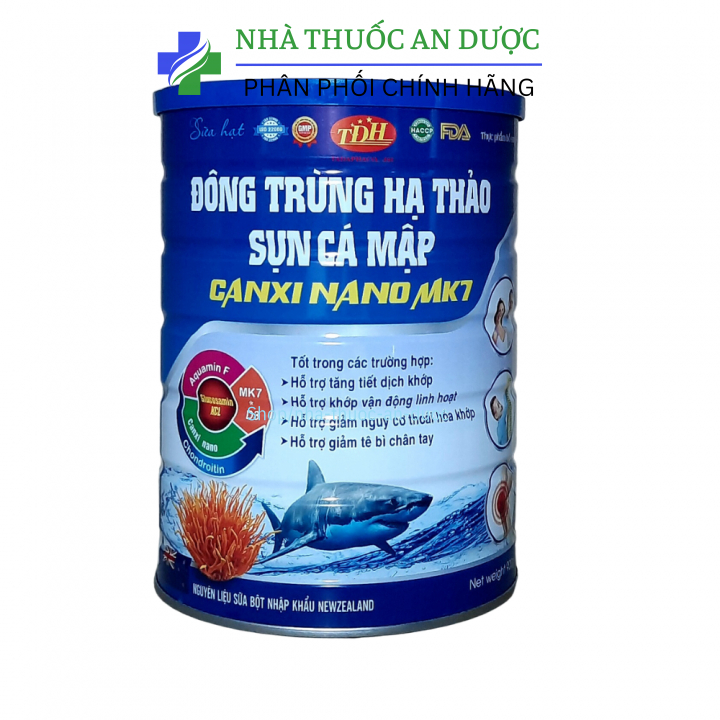 SỮA HẠT ĐÔNG TRÙNG HẠ THẢO SỤN CÁ MẬP CANXI NANO MK7 giúp chắc khoẻ xương, ngăn ngừa loãng xương hộp 900g