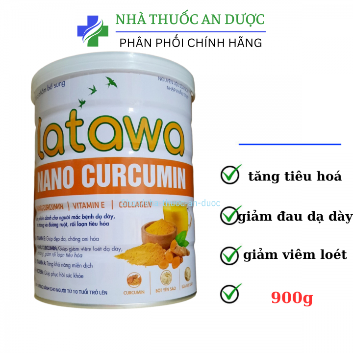 Sữa Latawa NANO CURCUMIN giúp giảm đau dạ dày tá tràng, đường ruột, rối loạn tiêu hóa, phụ nữ sau sinh hộp 900g