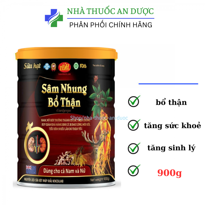 SỮA HẠT SÂM NHUNG BỔ THẬN CORDYCEPS Giúp hỗ trợ cải thiện thận hư, thận yếu, chức năng thận suy giảm hộp 900g