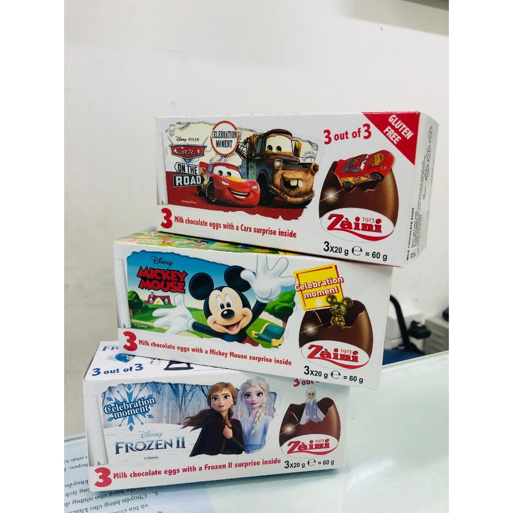 Socola Trứng Zaini hình Elsa bé gái - hình ô tô bé trai - Ý  - Kinder trứng Ấn Độ