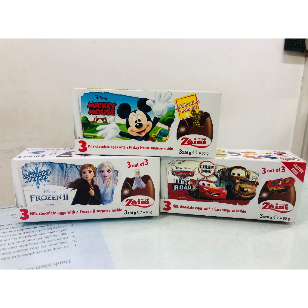Socola Trứng Zaini hình Elsa bé gái - hình ô tô bé trai - Ý  - Kinder trứng Ấn Độ