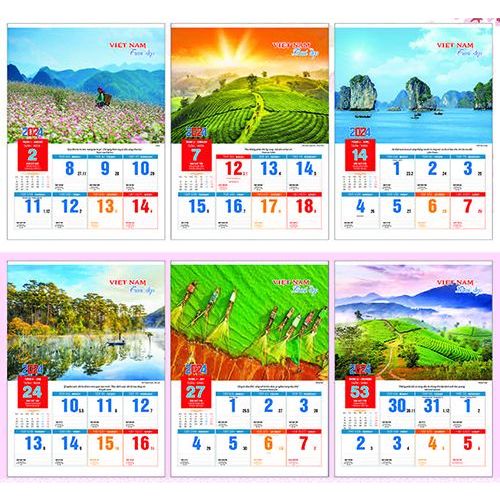 Lịch 52 tuần An Khánh năm 2024 Giáp Thìn, Kích thước 31,5 x 42 cm