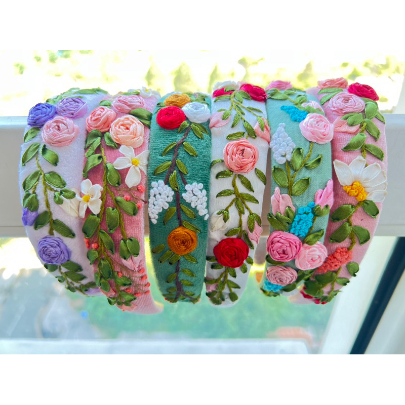 Cài tóc vải nhung thêu Handmade by Chang