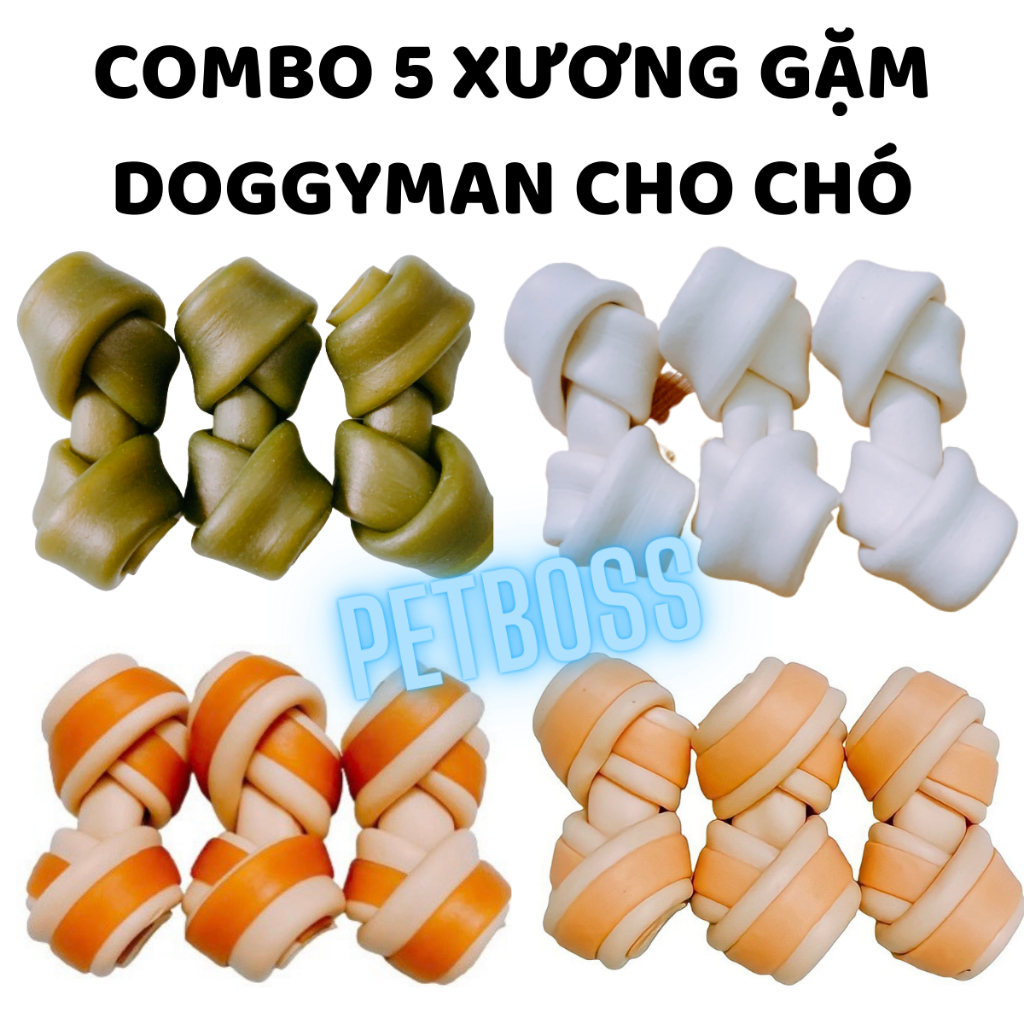 COMBO 5 XƯƠNG GẶM DOGGYMAN CHO CHÓ GẶM SẠCH RĂNG,THƠM MIỆNG, SNACK CHO CHÓ