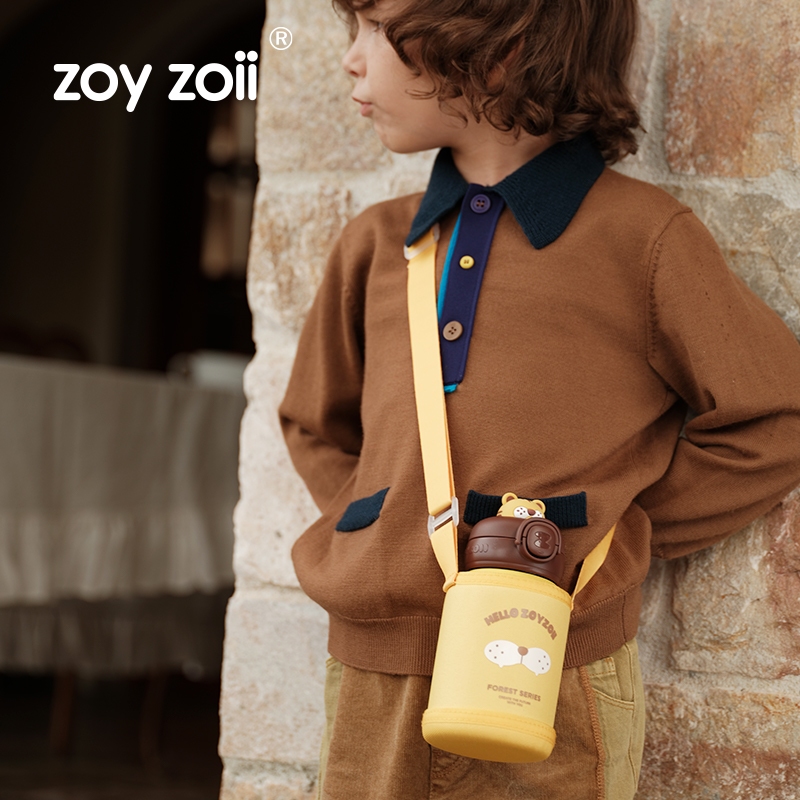 Bình nước giữ nhiệt Zoyzoii Thermos cup cho bé đi học có túi đựng mã E8