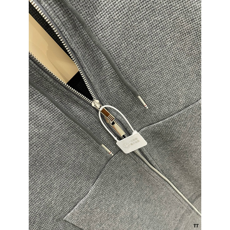 Áo hoodie zip - Thom Browne - TB 4bar xám len dệt kim new