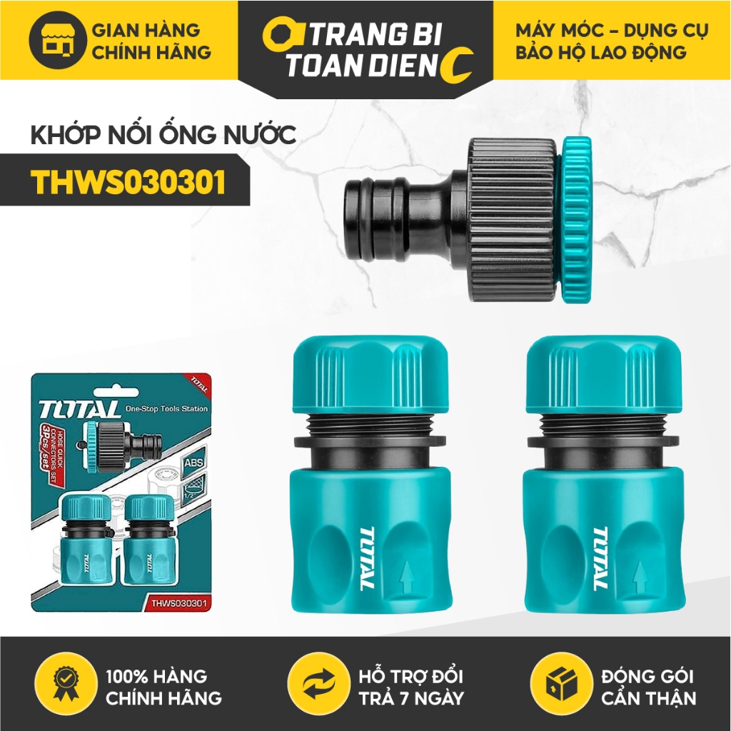 Bộ ba khớp nối nhanh Total THWS030301 1/2 inch nối vòi xịt rửa với đường dây dẫn Khớp nối ống nước