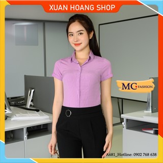 Áo sơ mi nữ công sở kẻ sọc caro đẹp mc fashion a681