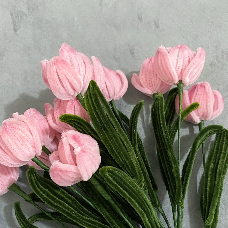 Set nguyên liệu làm hoa tulip bằng dây kẽm nhung, nguyên liệu làm hoa handmade siêu xinh ai cũng làm được