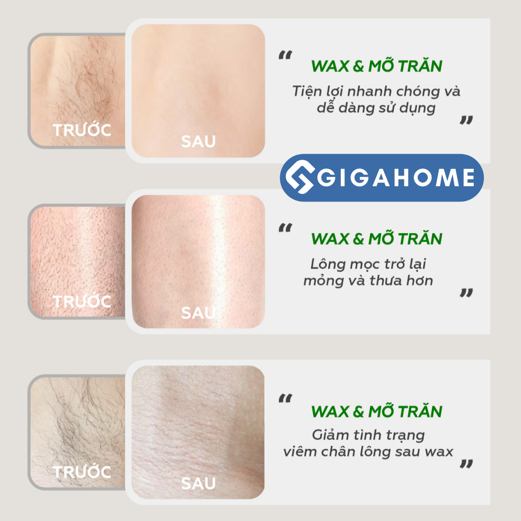 Sáp Wax Lông An Lành 100% Thiên Nhiên, An Toàn Cho Cơ Thể Tặng Que Gạt Và Giấy Wax GIGAHOMEVN 971