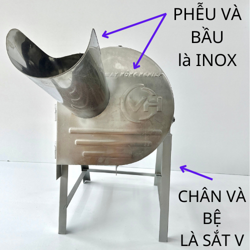 Khung Máy INOX " KHÔNG MOTOR " Thái Chuối Đa Năng Băm Rau Bèo, Cỏ Voi Mịn lắp cho máy 1.1kW và 1,5kW. TẶNG Dao Trục 24mm