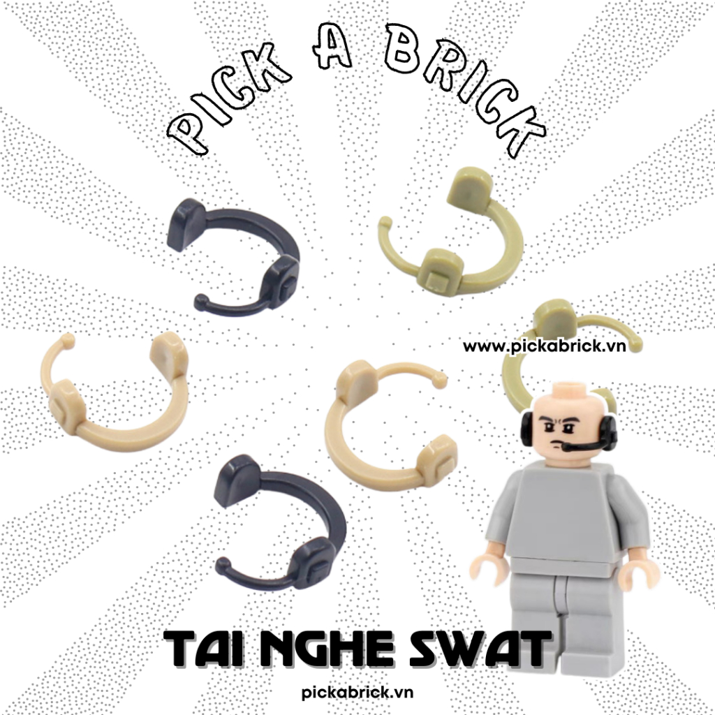 Tai nghe SWAT - Đồ chơi lắp ráp xếp hình PAB mô hình minifigures SWAT phụ kiện quân sự quân đội MOC Army SWAT