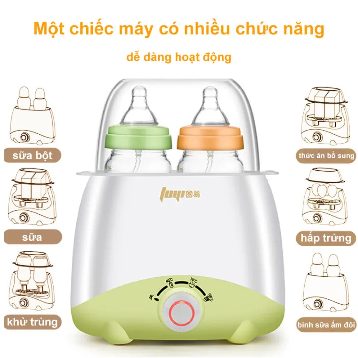Máy hâm sữa và tiệt trùng bình sữa đa năng:Tiệt trùng bình sữa, hâm sữa, hâm thức ăn, luộc trứng sử dụng cùng lúc 2 bình