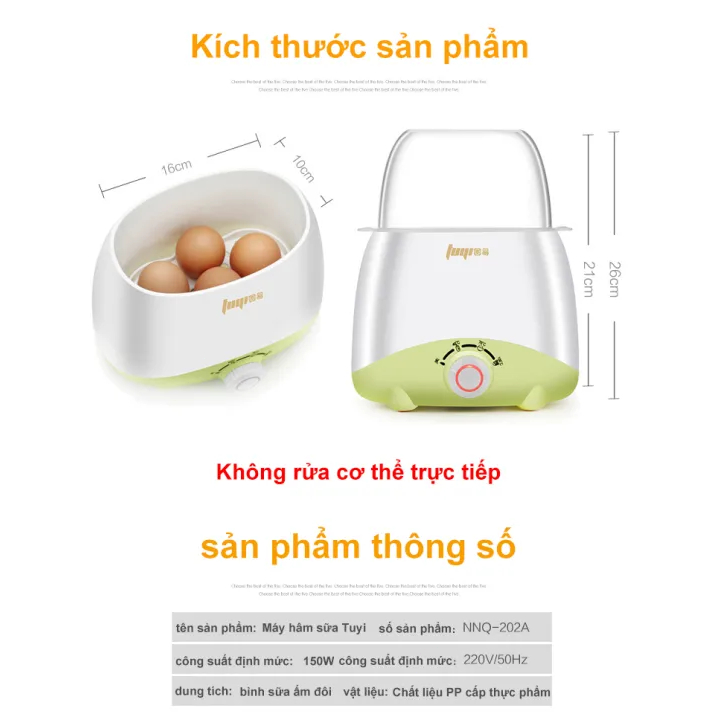 Máy hâm sữa và tiệt trùng bình sữa đa năng:Tiệt trùng bình sữa, hâm sữa, hâm thức ăn, luộc trứng sử dụng cùng lúc 2 bình