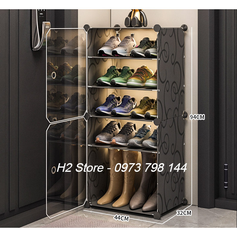 Tủ giày lắp ghép kiểu mới CHIA 3 đa năng thông minh từ 3 ô - 12 ô để tối đa 24 đôi giày - H2 Store.