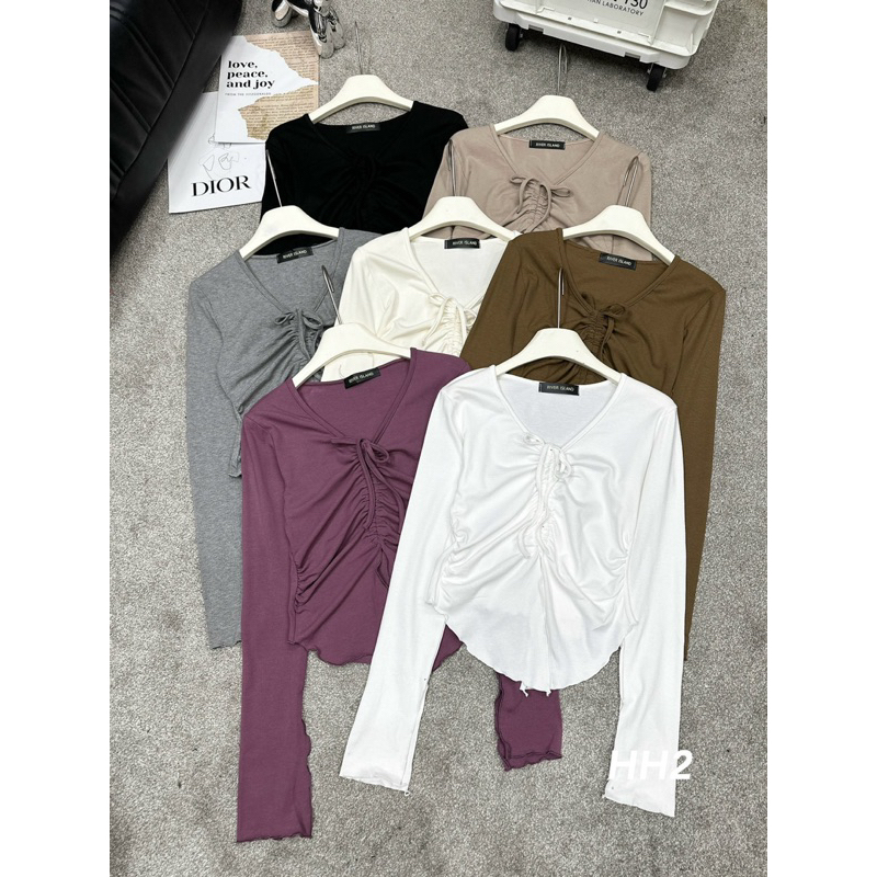 Áo kiểu body rút dây ngực tôn dáng, Áo thun dáng ôm dài tay AT7462 - NhiNhi Shop