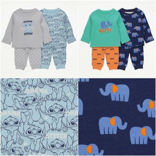 Set 2 bộ quần áo pyjamas PJM Lilo Stitch voi sư tử George _hàng chính hãng authentic