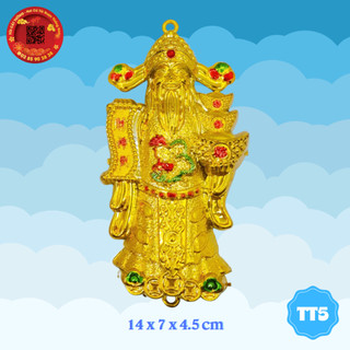 Ông thần tài lớn cầm tháp vàng, nguyên liệu làm tháp tỏi thần tài, bông tỏi ông địa, trang trí tết - TỎI CÁT TƯỜNG