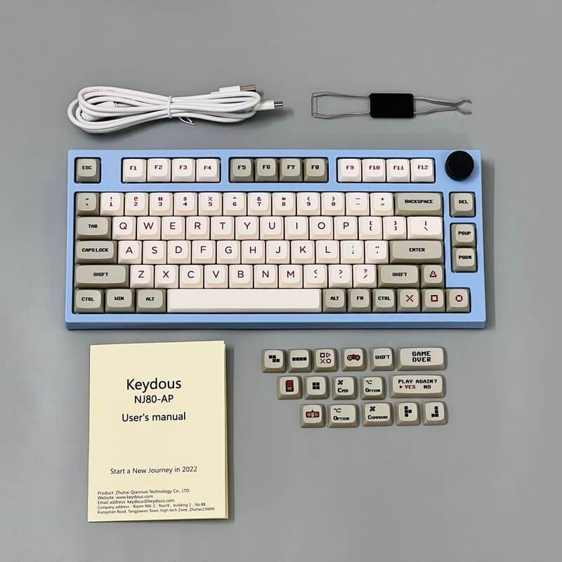 BÀN PHÍM CƠ KEYDOUS NJ80 AP RGB BLUE STEEL - KAILH BOX BROWN