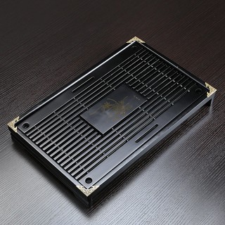 Khay trà gỗ cực đẹp nẹp đồng 4 góc chống nứt, rạn, không thấm nước ( tặng kèm ống hút nước)