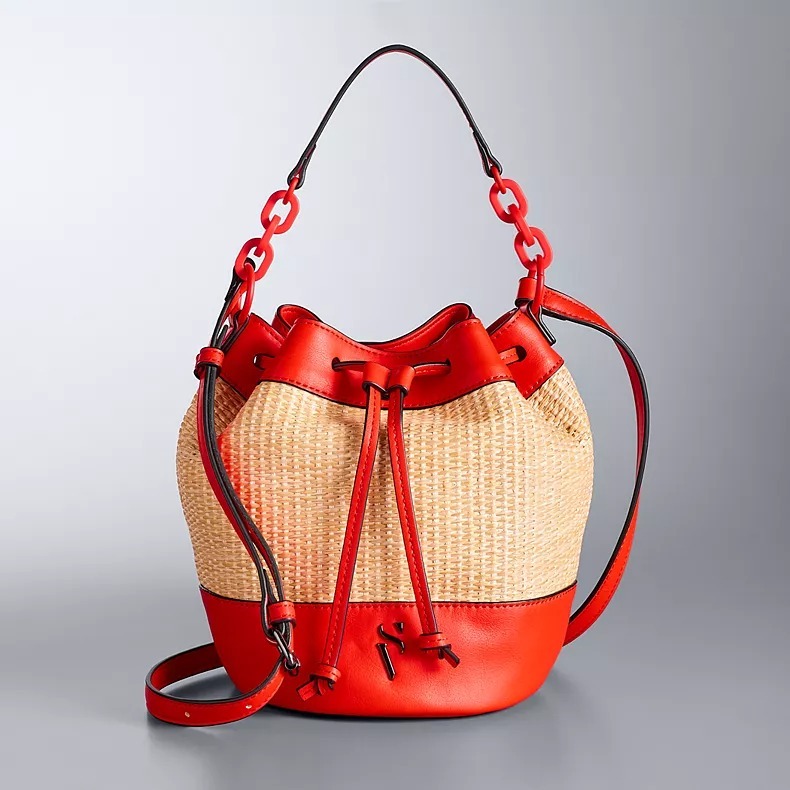 Túi Bucket - Simply Vera Vera Wang Straw (màu Natural Orange Straw)