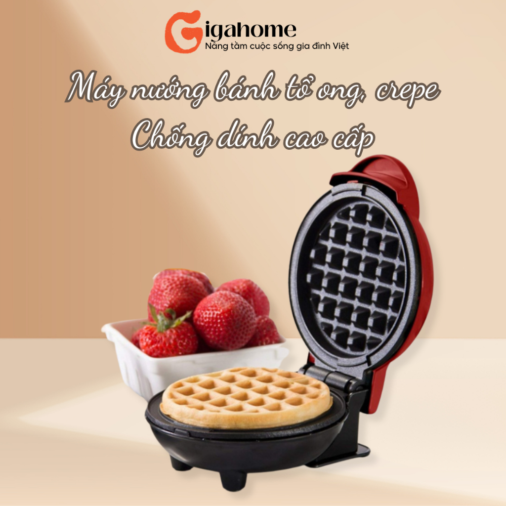 Máy Nướng Bánh Tổ Ong, Crepe GIGAHOME - Chống Dính Cao Cấp 8409