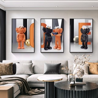 BO3 Tranh Tráng  Gương Treo Tường Gấu bearbrick/ burberry/ Kaws Treo Tường Phòng Khách/ Phòng Game/ Quà Tặng Khách Hàng.