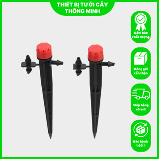Béc Tưới Nhỏ Giọt 8 Tia Có Que Cắm + Khớp Nối 6mm - Điều Chỉnh Được Lưu Lượng - Thích Hợp Tưới Gốc Cây Bán Kính 20-30cm