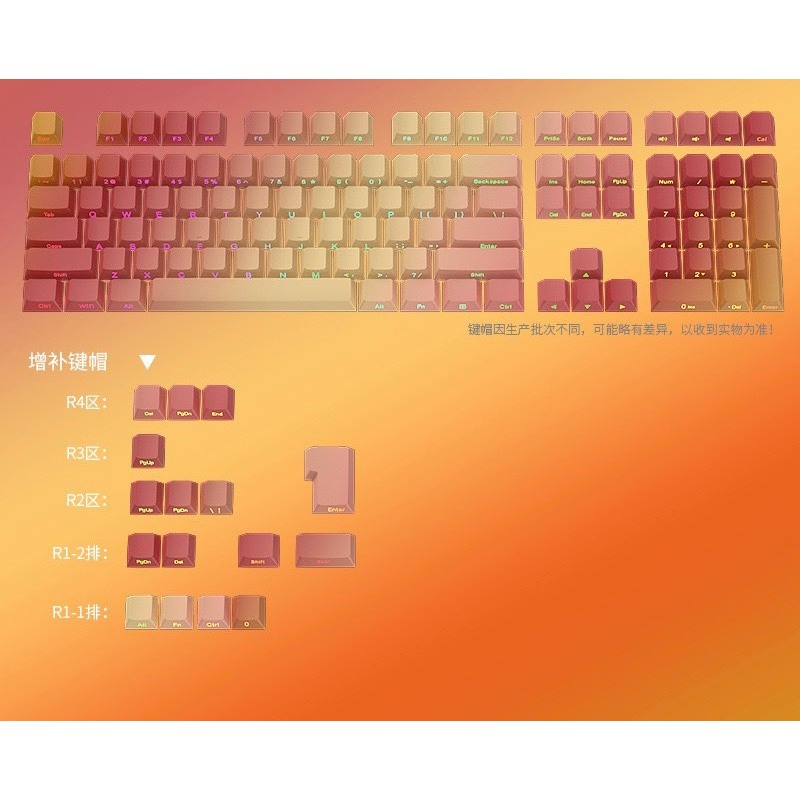 KEYCAP GRADIENT SIDE PRINT XUYÊN LED CẠNH | PBT DOUBLE SHOT | CHERRY PROFILE