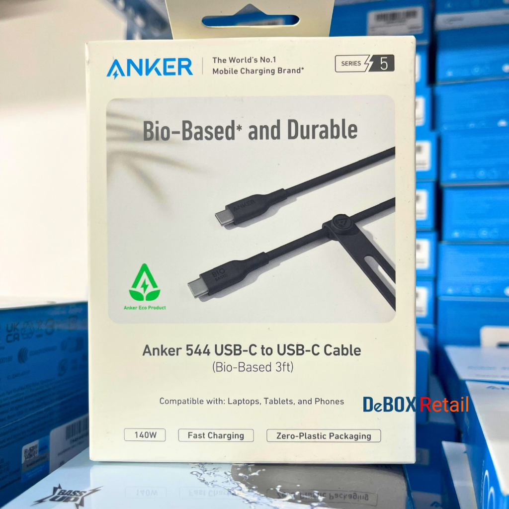 Cáp sạc nhanh ANKER 544 A80F1/A80F2 USB-C to USB-C 140W chất liệu Bio-Based Material dài 3ft 0,9m/6ft 1,8m - Chính hãng