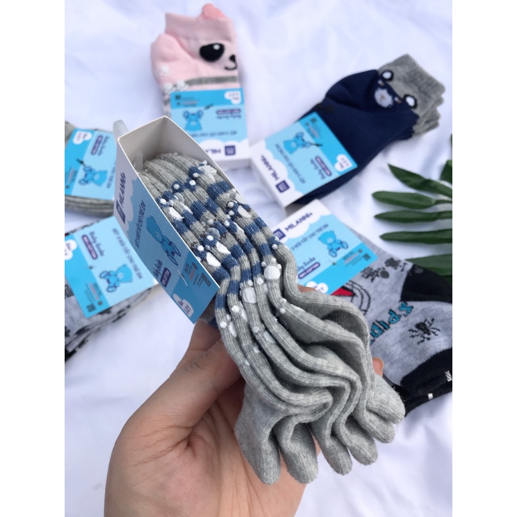 Set 3 đôi tất chống trượt size 1-2y  Milanni mềm mịn ấm không xổ lông cho bé lunankidsbaby