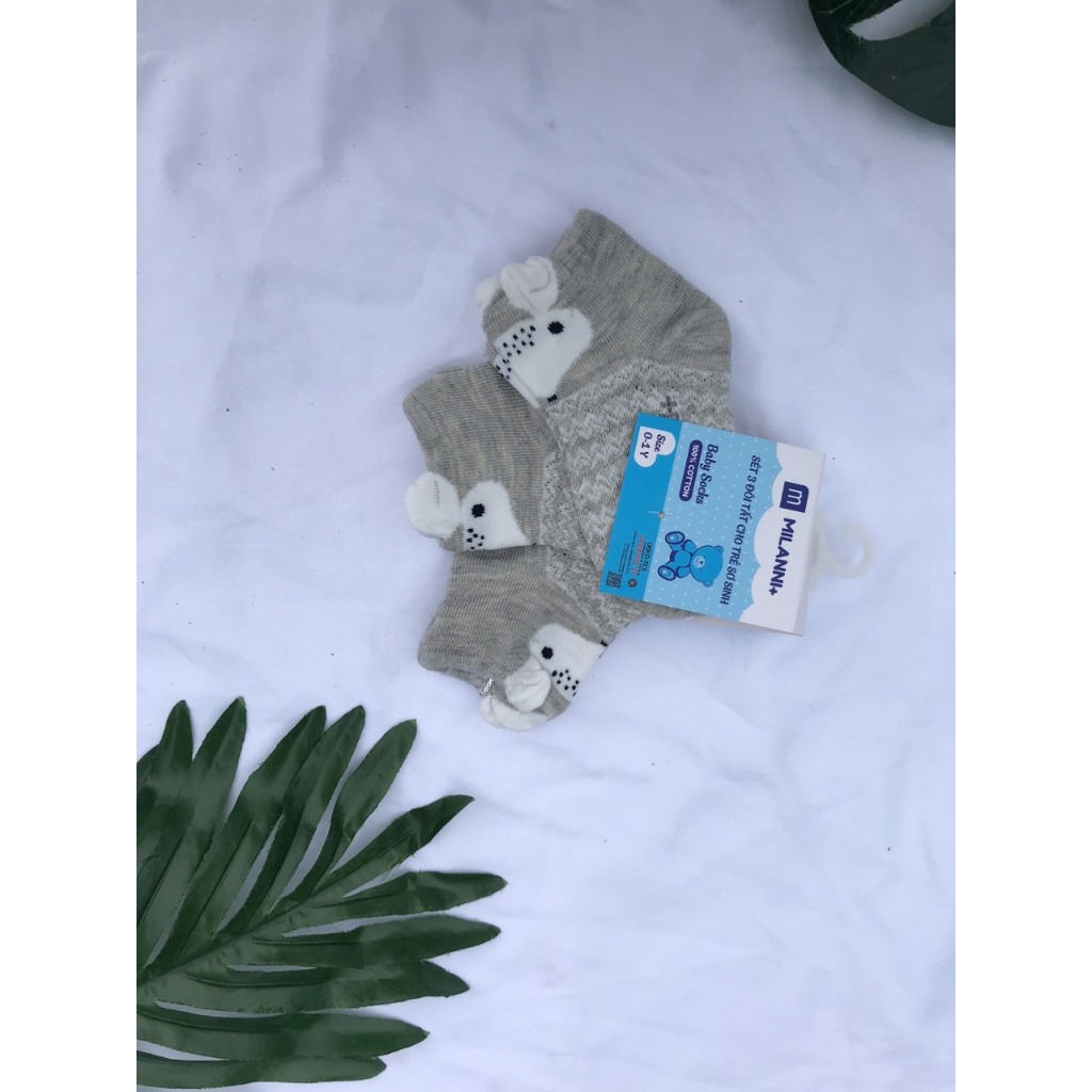 Set 3 đôi tất len  size 0-1y Milanni mềm mại ấm áp cho bé Lunakidsbaby