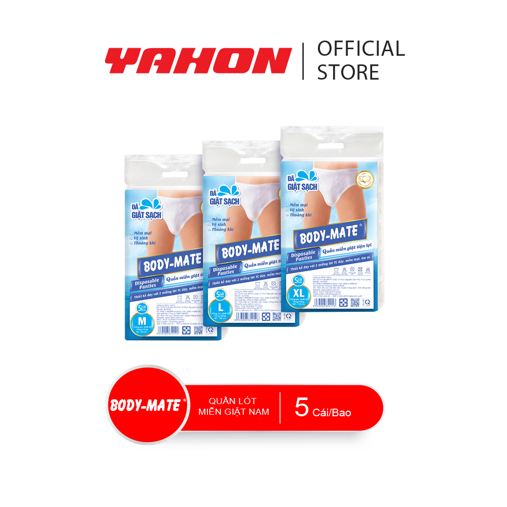 Bao Quần Lót Miễn Giặt BODY-MATE Nam, 5 Cái/Bao