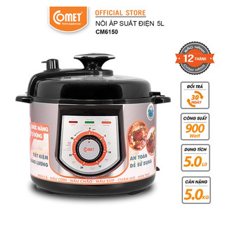 Nồi áp suất điện 5L  900w COMET CM6150 Gia nhiêt nhanh, Hơi nóng lưu thông đều, Nhiều chế độ nấu, Dễ vệ sinh - BH 12T