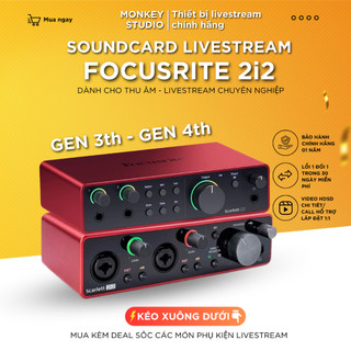 Sound Card Focusrite 2i2 Gen 3 Chính Hãng, Dành Cho Thu Âm, Hát Livestream, BH 3 Năm, Monkey Studio