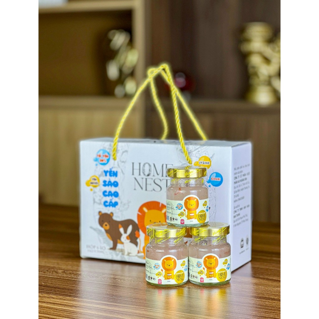 Yến Sào Cao Cấp Hương Dâu Home Nest Cho Trẻ Từ 6 tháng - Hộp 6 Hũ x70ml/Hũ