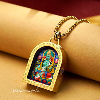 Mặt Phật thangka Hộp Gau Kalacharka titan (Tây Tạng)