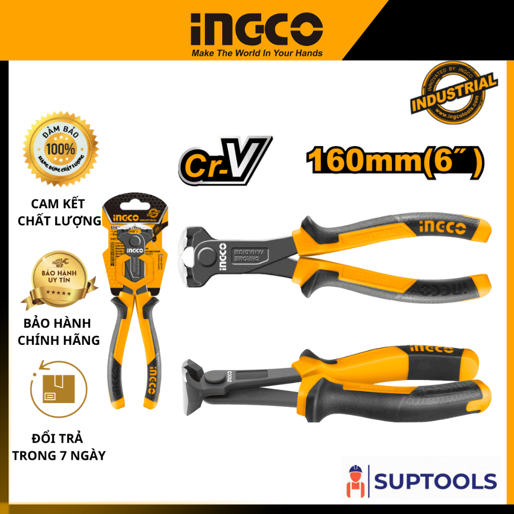 Kềm cắt đứt 6"/160mm INGCO HECP28160 Kìm càng cua nhỏ đinh, cắt dây điện, dây kim loại [Đồ nghề chính hãng]