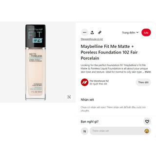 Kem nền lì tự nhiên Maybelline Fit Me Matte Poreless Foundation 30ml