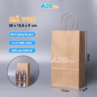 Túi giấy Kraft Nhật nâu trơn có quai xách mã VQ2 dùng đựng quà tặng, thực phẩm