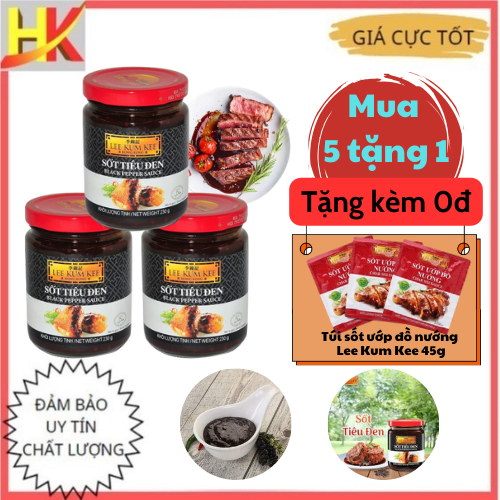 Sốt Tiêu Đen LEE KUM KEE Lọ 230G Nhập Khẩu Chính Hãng Dùng Làm Gia Vị Chế Biến Món Ăn, Sốt Tiêu Đen Ăn Bít Tết