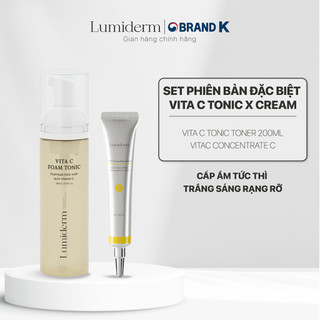 Combo cấp ẩm Lumiderm Vita C Tonic Toner 200ml + Vita C Concentrate Cream 30g