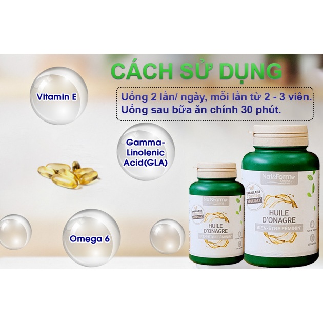 Tinh dầu hoa anh thảo Pháp Nat&Form cân bằng nội tiết tố hộp 200 viên