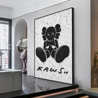 Tranh treo tường tráng gương chú gấu kaws/ gấu bearbrick treo phòng khách/ phòng ngủ/ game gaming.