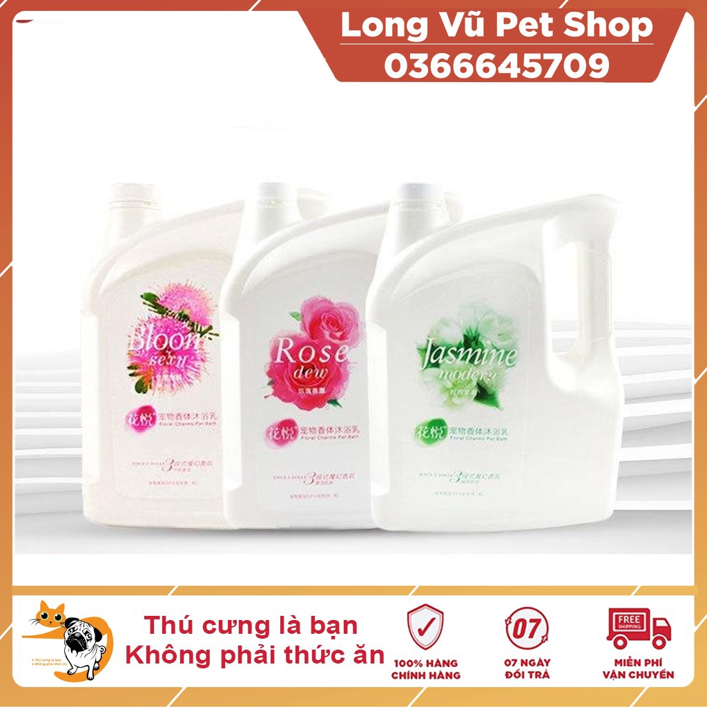 Sữa tắm chó mèo hương nước hoa Joyce&Dolls can 4L Bloom sexy, Jasmine, Rose Dew - Long Vu PET