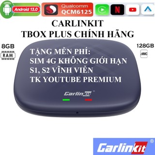 Carplay android box ô tô xe hơi carlinkit tặng vietmap s2, model tbox plus 8gb+128gb android 13