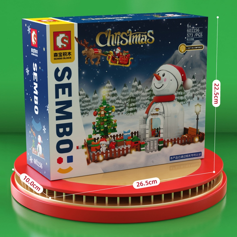 Đồ Chơi Lắp Ráp Kiểu Lego Ông Già Noel Và Người Tuyết Snow Man Có Nhạc Và Đèn No.601156 Với 570+ PCS Quà Tặng Giáng Sinh