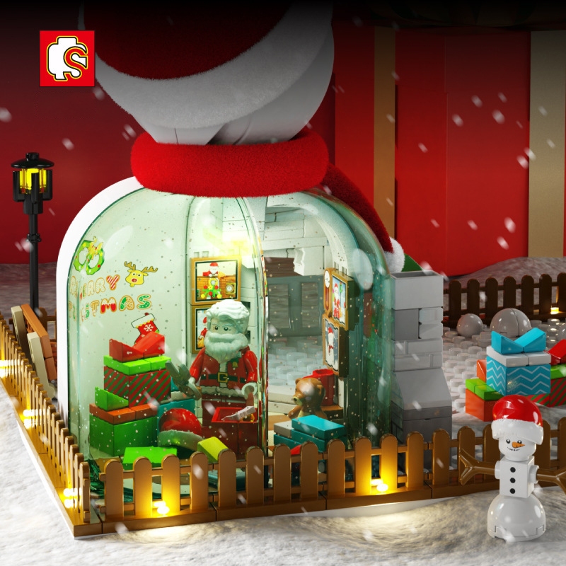 Đồ Chơi Lắp Ráp Kiểu Lego Ông Già Noel Và Người Tuyết Snow Man Có Nhạc Và Đèn No.601156 Với 570+ PCS Quà Tặng Giáng Sinh
